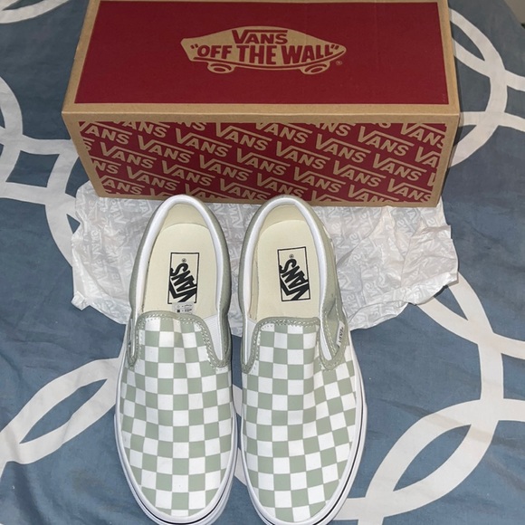 Vans Shoes - Vans Sage Green Checkerboard